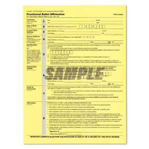 BOE Provisional Enveleope $0.295 ea.